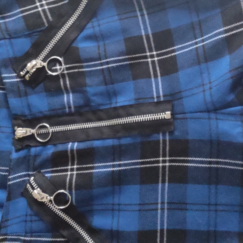 UO 💀 | Ragged Priest Blue Plaid Checkered Pants - Picture 3 of 6
